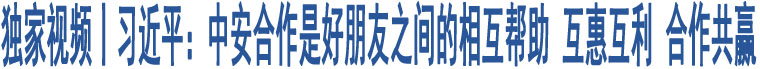 獨(dú)家視頻丨習(xí)近平：中安合作是好朋友之間的相互幫助 互惠互利 合作共贏