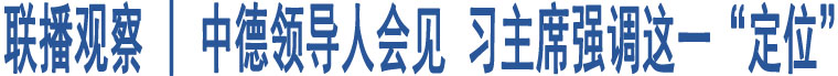 聯(lián)播觀察 | 中德領(lǐng)導(dǎo)人會(huì)見 習(xí)主席強(qiáng)調(diào)這一“定位”