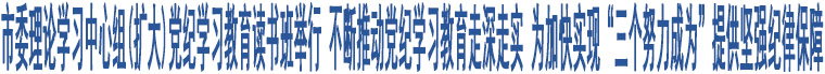 市委理論學(xué)習(xí)中心組(擴(kuò)大)黨紀(jì)學(xué)習(xí)教育讀書班舉行 不斷推動黨紀(jì)學(xué)習(xí)教育走深走實(shí) 為加快實(shí)現(xiàn)“三個努力成為”提供堅強(qiáng)紀(jì)律保障