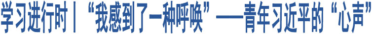 學(xué)習(xí)進(jìn)行時(shí)丨“我感到了一種呼喚”——青年習(xí)近平的“心聲”