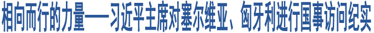 相向而行的力量——習(xí)近平主席對(duì)塞爾維亞、匈牙利進(jìn)行國(guó)事訪問紀(jì)實(shí)