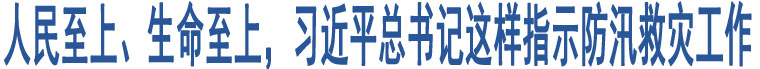 人民至上、生命至上，習(xí)近平總書記這樣指示防汛救災(zāi)工作