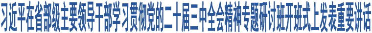 習(xí)近平在省部級主要領(lǐng)導(dǎo)干部學(xué)習(xí)貫徹黨的二十屆三中全會精神專題研討班開班式上發(fā)表重要講話