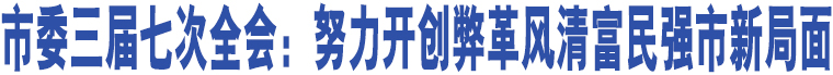 市委三屆七次全會(huì)：努力開(kāi)創(chuàng)弊革風(fēng)清富民強(qiáng)市新局面