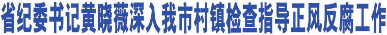 省紀(jì)委書記黃曉薇深入我市村鎮(zhèn)檢查指導(dǎo)正風(fēng)反腐工作