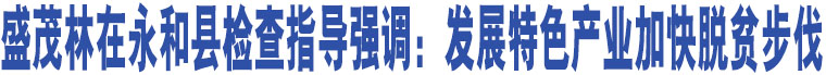 盛茂林在永和縣檢查指導(dǎo)強(qiáng)調(diào)：發(fā)展特色產(chǎn)業(yè)加快脫貧步伐