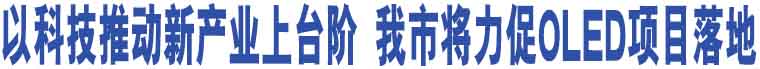 以科技推動新產業(yè)上臺階 我市將力促OLED項目落地